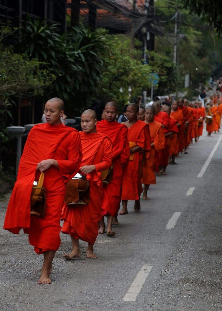 Monks on the morning alms round